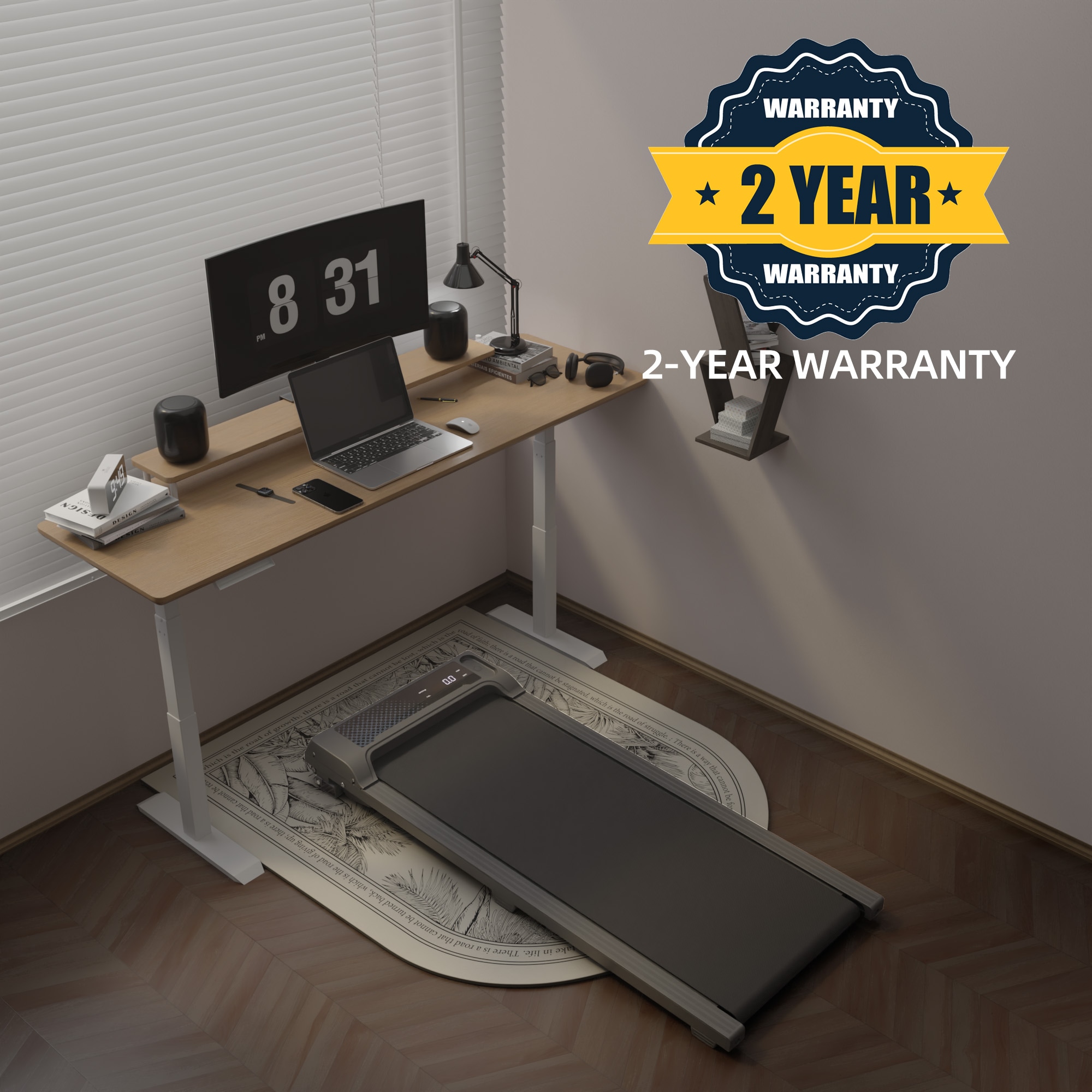 Under Desk Treadmill With Incline,Walking Pad For Home/Office,Portable Walking Treadmill 1.0HP,Walking Jogging Machine With 242 Lbs Weight Capacity,LED Display,1.0-6.0km/h_voghion.com